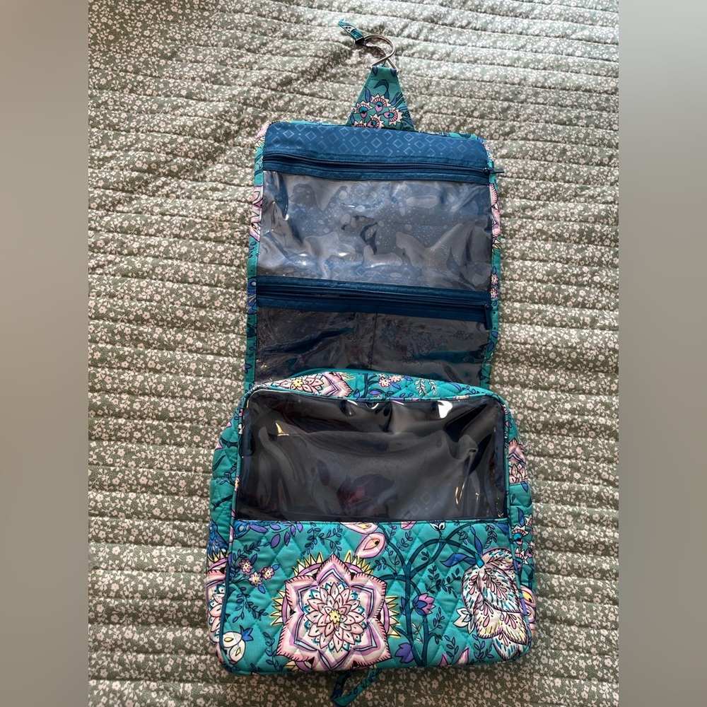 Vera Bradley Teal Floral Quilted Cosmetic Bag View 2